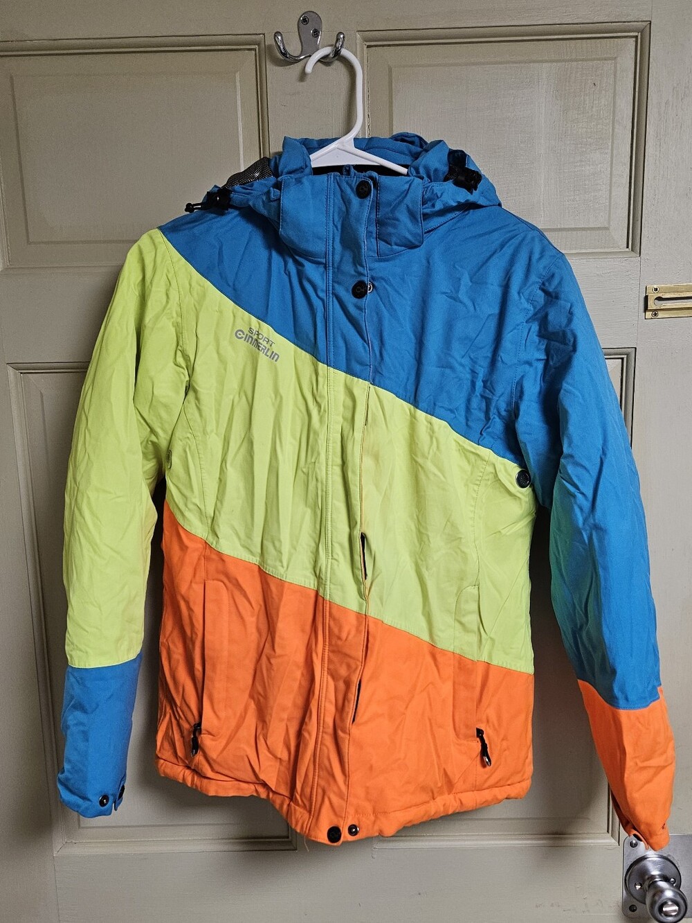 Women's Warm Colorblock Insulated Ski Jacket - Blue/Yellow/Orange - size S